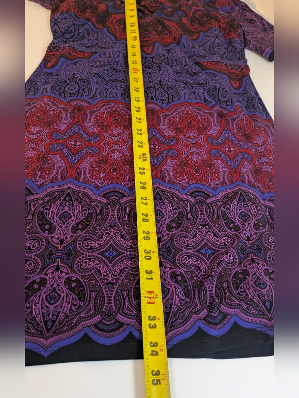 Laundry Paisley Fully Lined Short Sleeved Stretchy Mini Dress Cherry Sz S P EUC - Picture 8 of 11